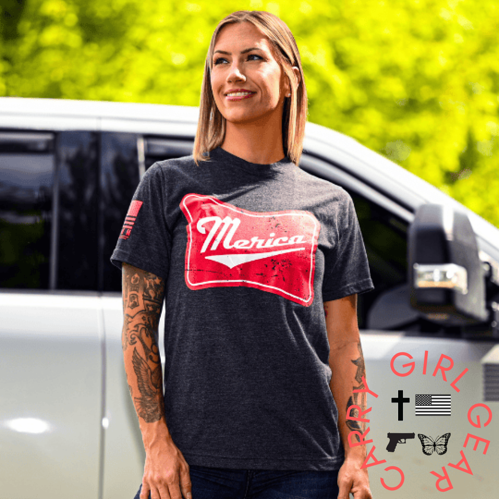 Women’s ’Merica Patriotic Boyfriend Fit T-Shirt - Heather Charcoal