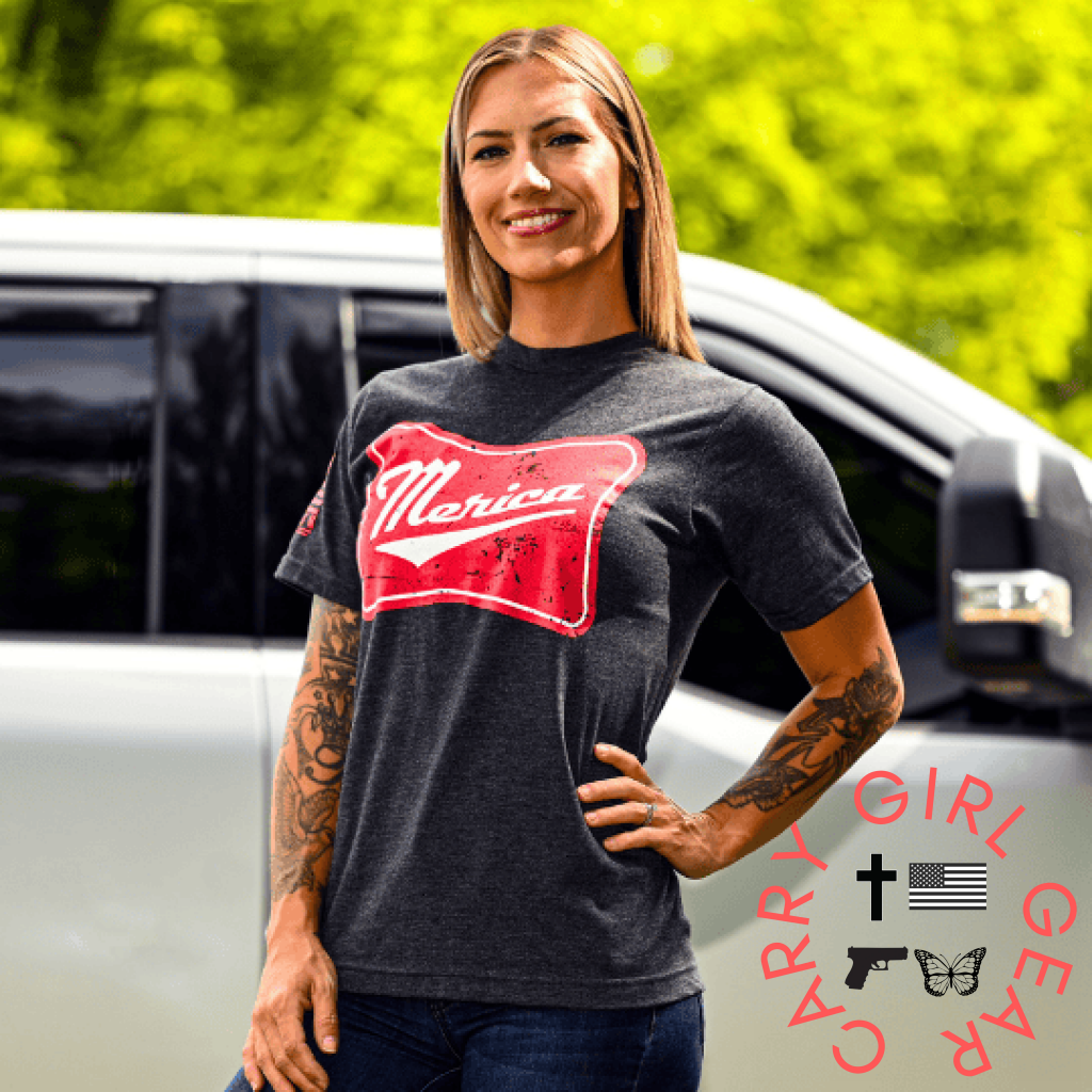 Women’s ’Merica Patriotic Boyfriend Fit T-Shirt - Heather Charcoal