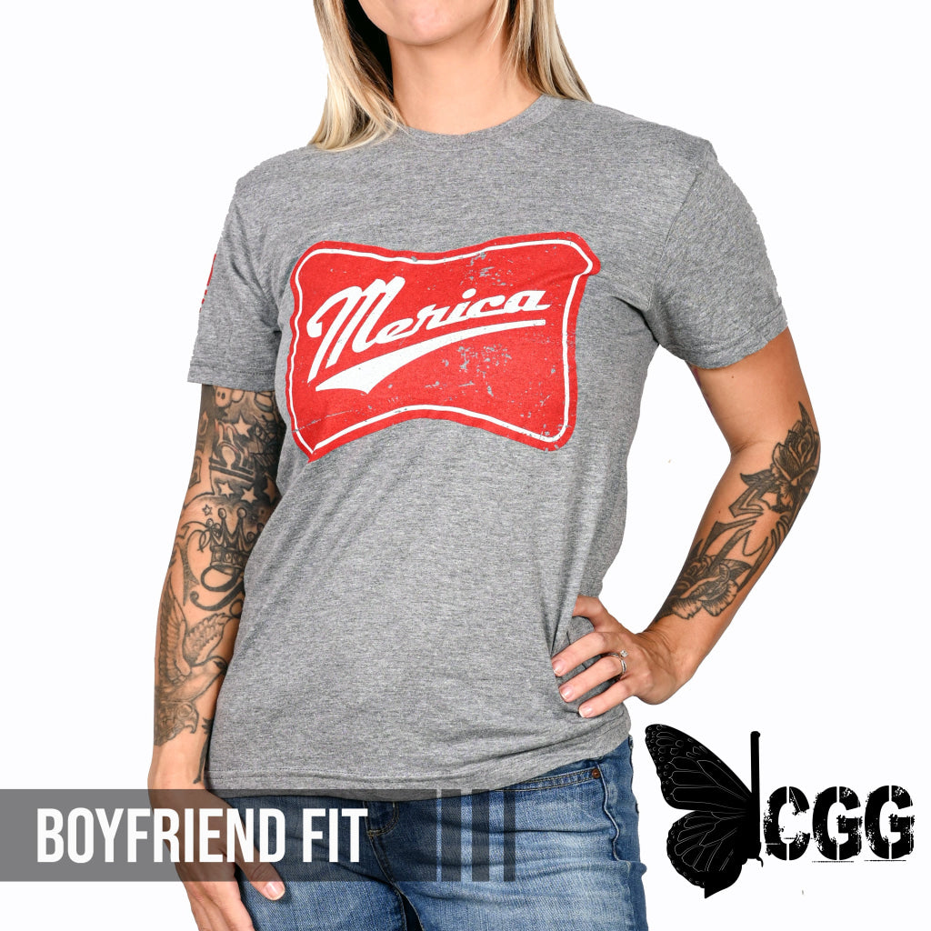 Women’s ’Merica Patriotic Boyfriend Fit T-Shirt Xs