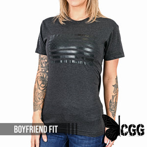 Women’s Murdered Out American Flag Boyfriend Fit Patriotic T-Shirt - Heather Black