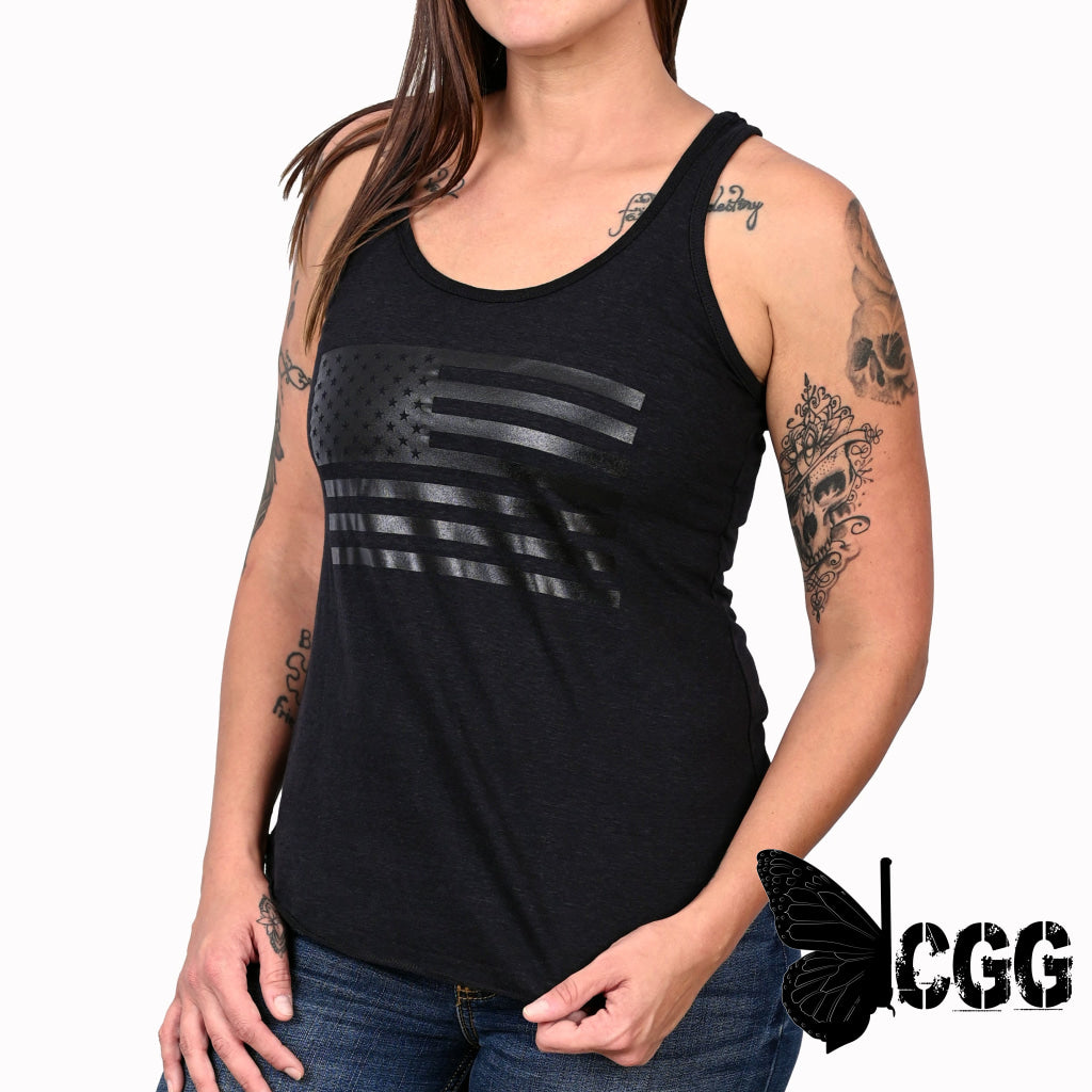 Women’s Murdered Out American Flag Tank Top