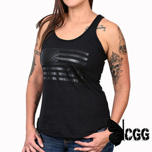 Women’s Murdered Out American Flag Tank Top Xs