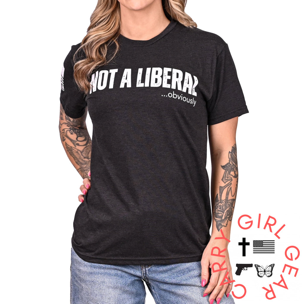 Women’s Not A Liberal (Obviously) Patriotic Boyfriend Fit Tshirt T-Shirt