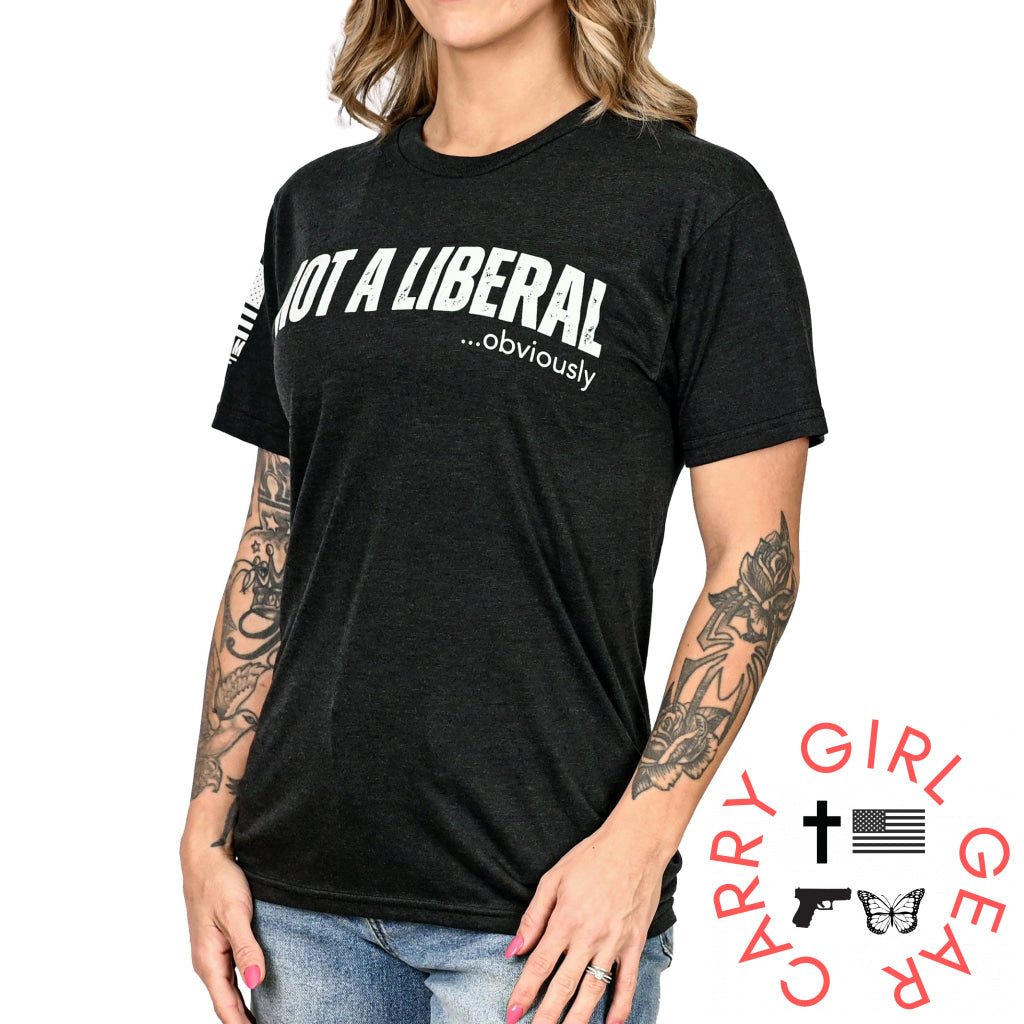 Women’s Not A Liberal (Obviously) Patriotic Boyfriend Fit Tshirt T-Shirt