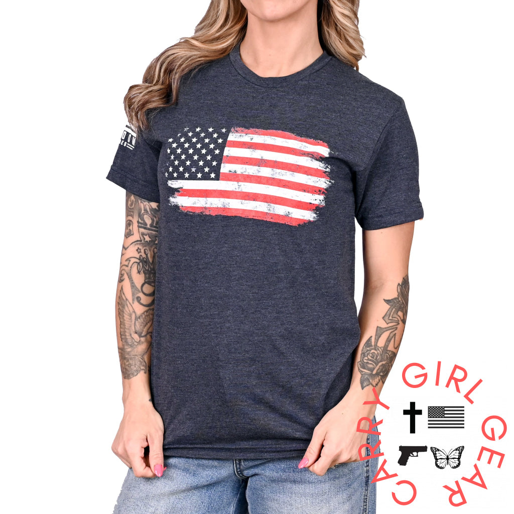 Women’s Old Glory Boyfriend Fit Patriotic Tshirt T-Shirt