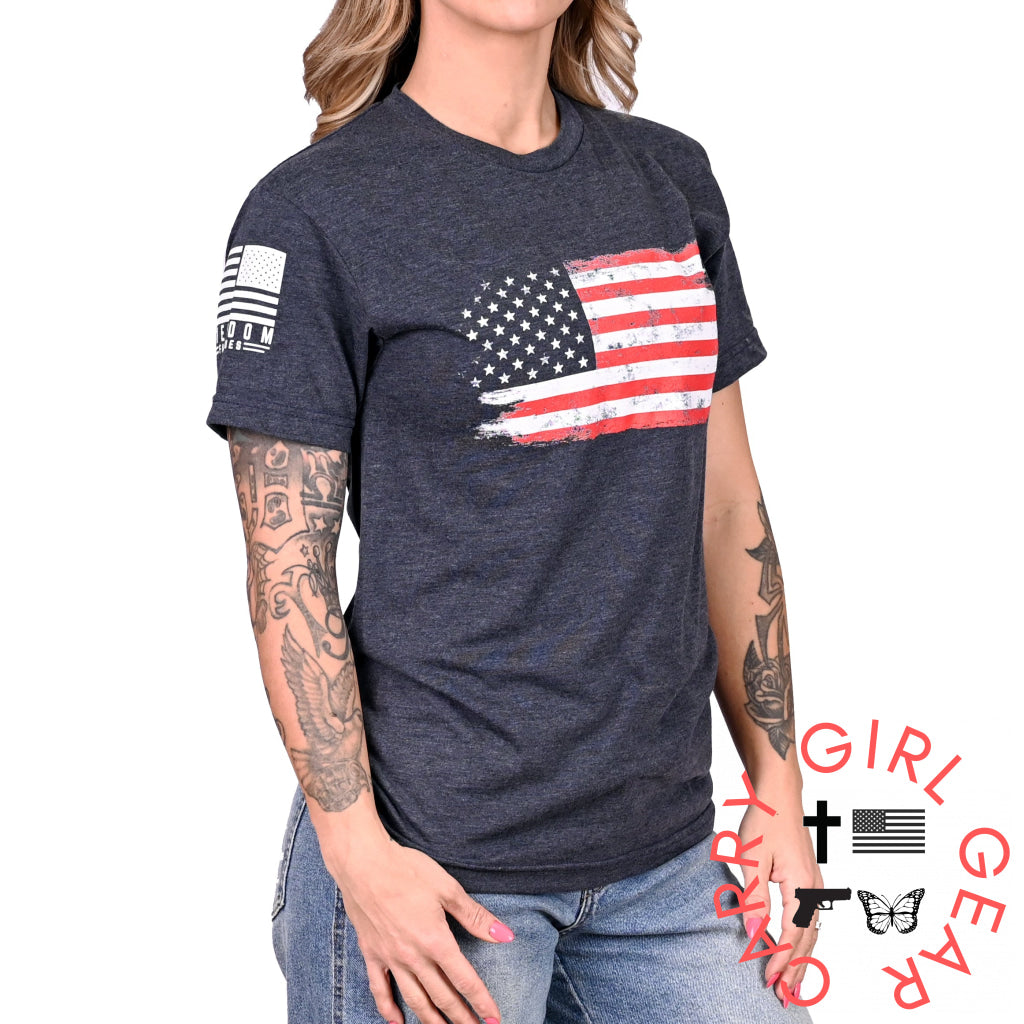 Women’s Old Glory Boyfriend Fit Patriotic Tshirt T-Shirt