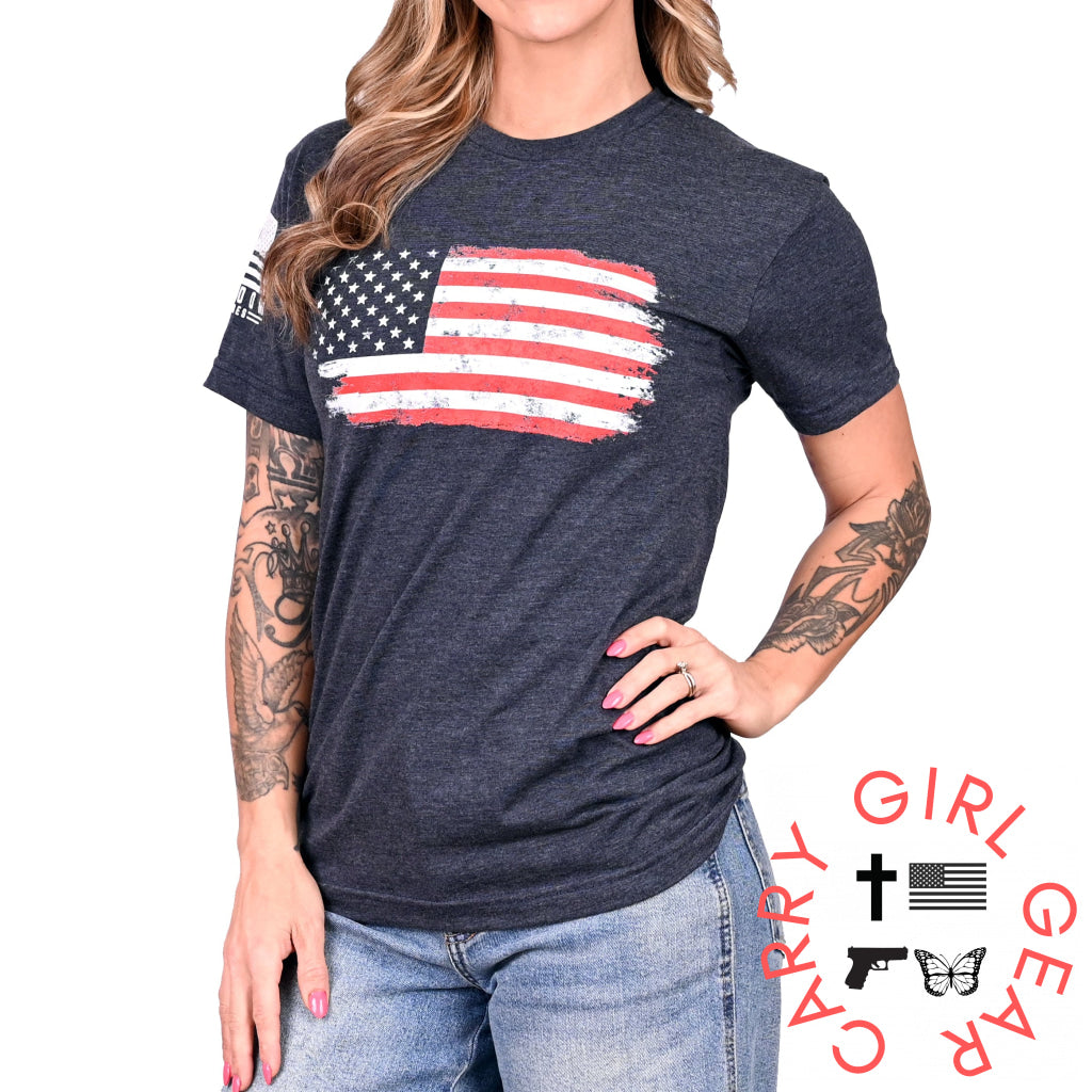 Women’s Old Glory Boyfriend Fit Patriotic Tshirt T-Shirt