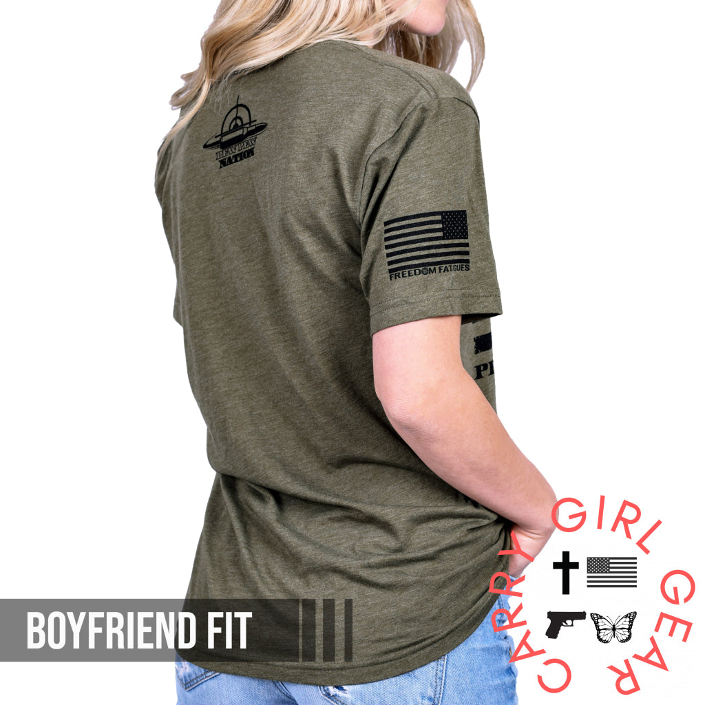 Women’s Red White & Pew Patriotic Boyfriend Fit T-Shirt