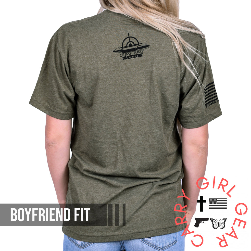Women’s Red White & Pew Patriotic Boyfriend Fit T-Shirt