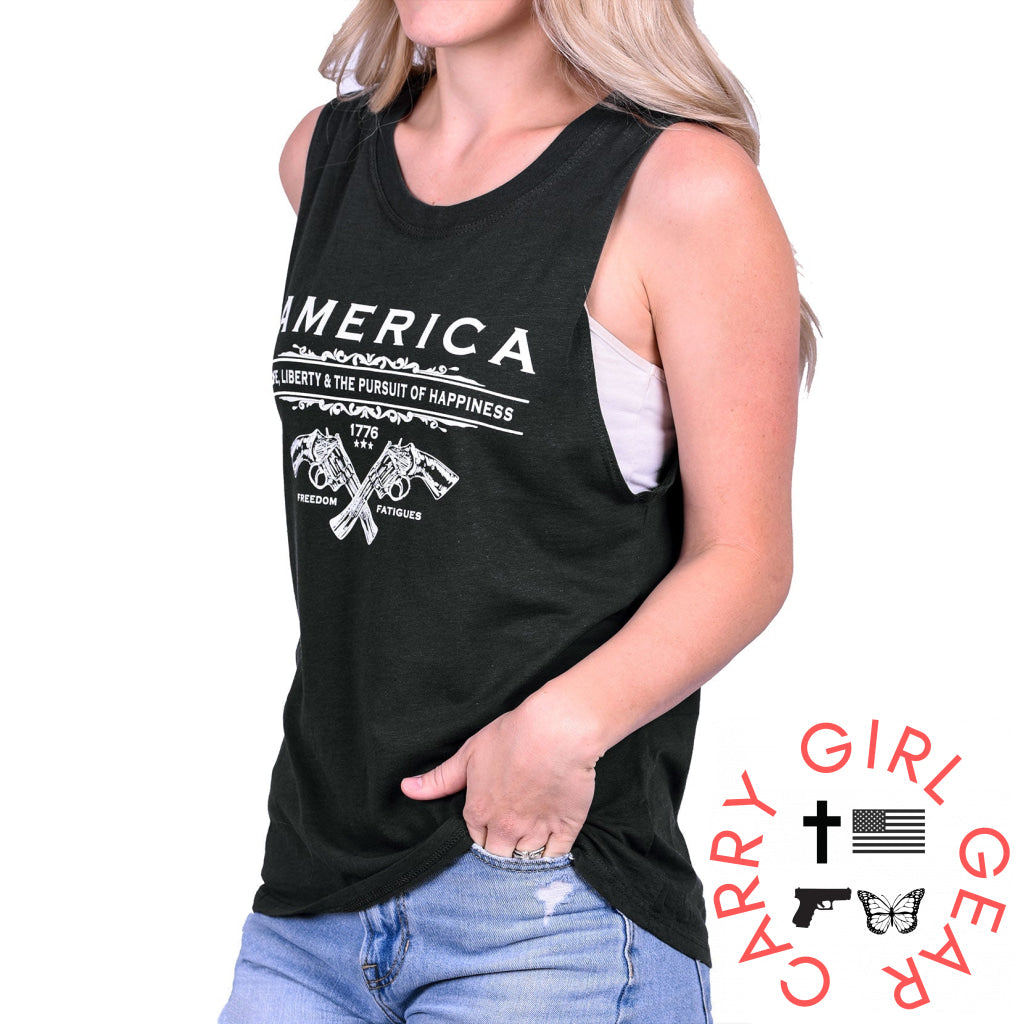 Women’s Unalienable Rights Muscle Tank - Black