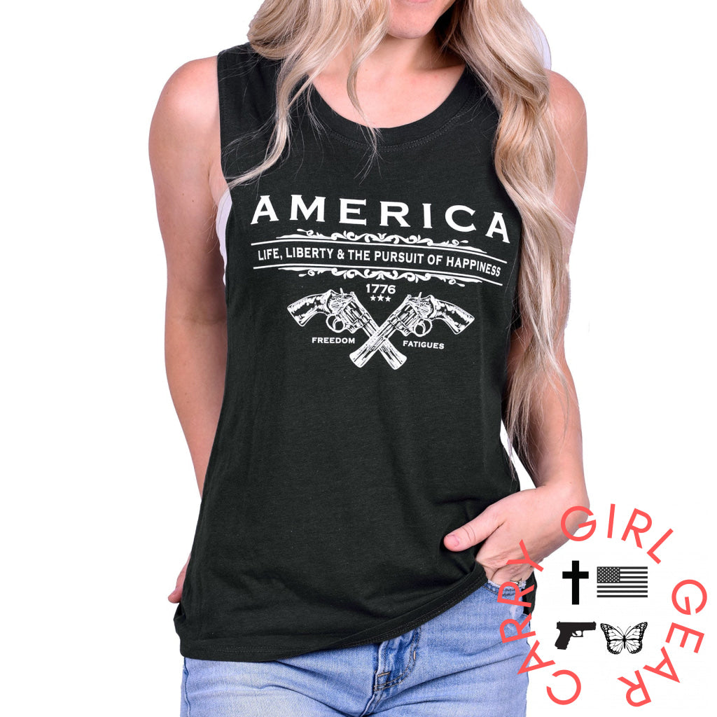 Women’s Unalienable Rights Muscle Tank - Black Xs