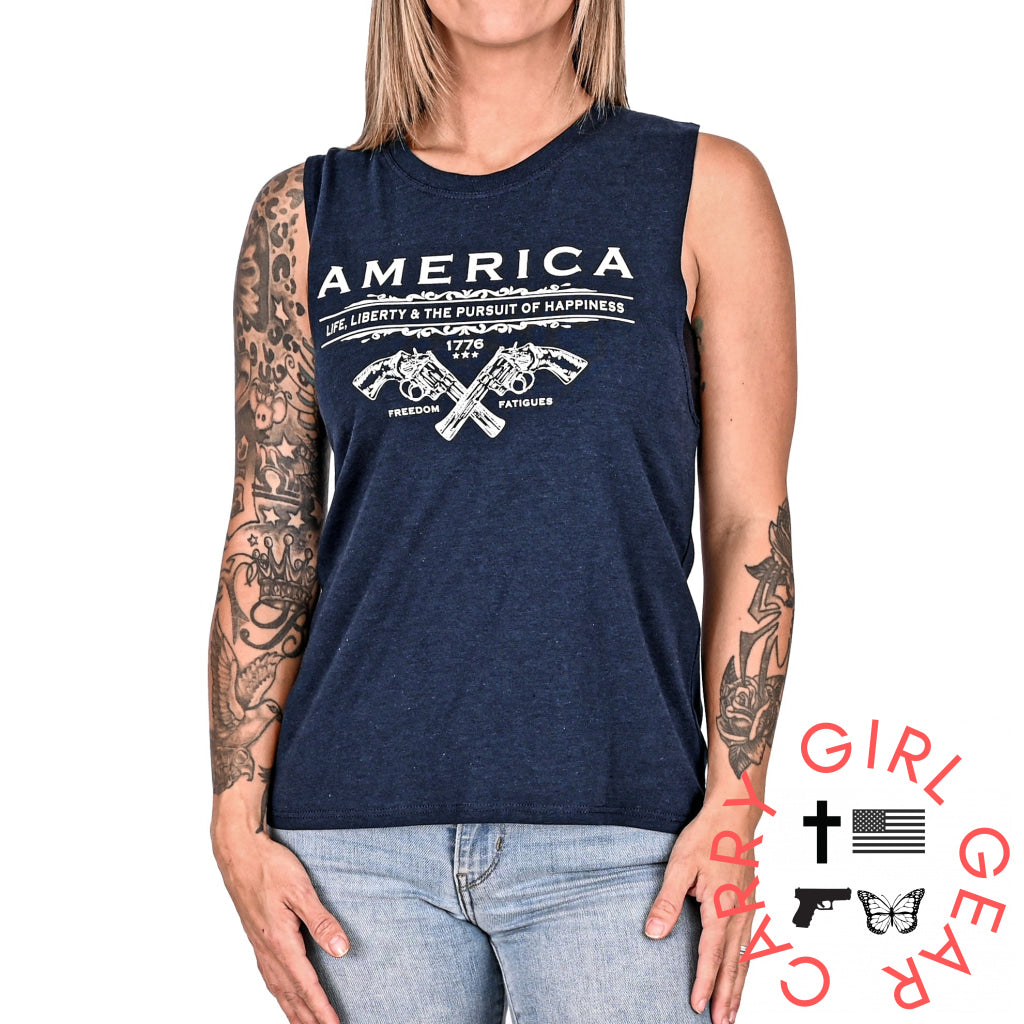 Women’s Unalienable Rights Muscle Tank - Midnight Navy