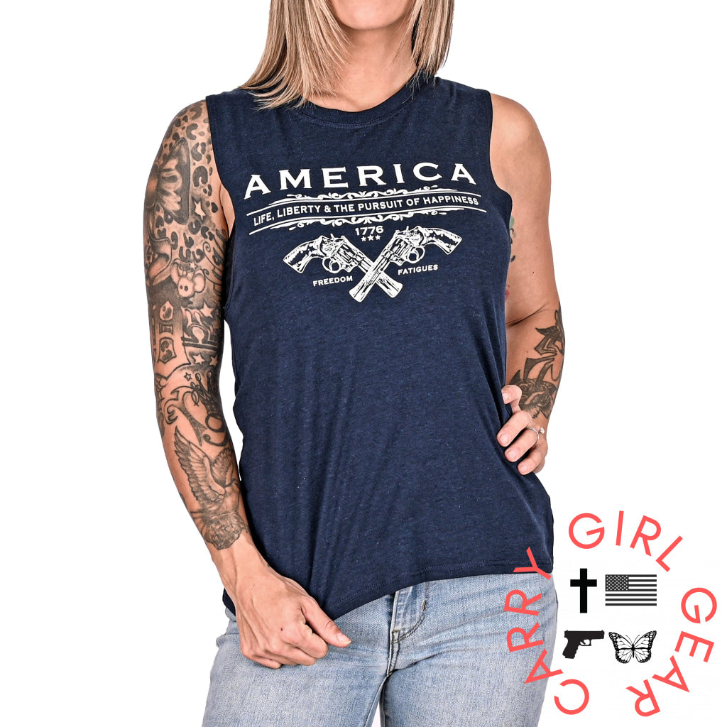 Women’s Unalienable Rights Muscle Tank - Midnight Navy
