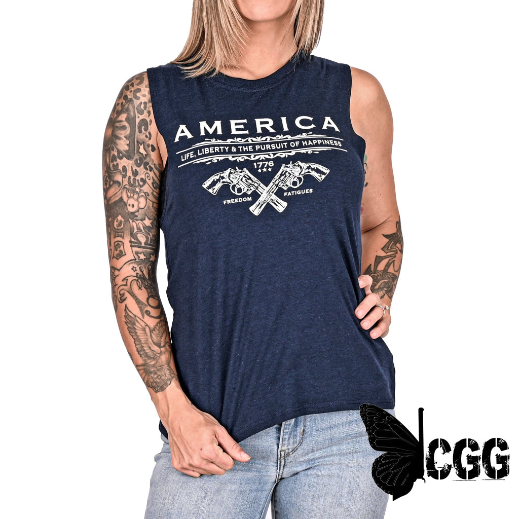 Women’s Unalienable Rights Muscle Tank - Midnight Navy Xs