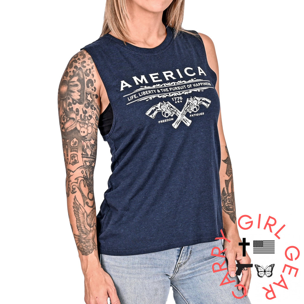 Women’s Unalienable Rights Muscle Tank - Midnight Navy