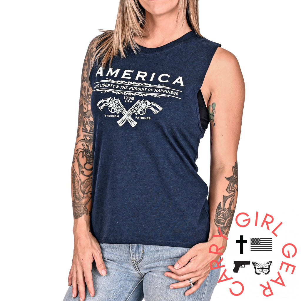 Women’s Unalienable Rights Muscle Tank - Midnight Navy Xs