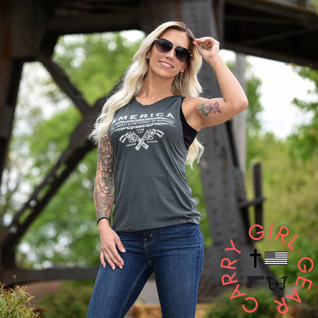 Women’s Unalienable Rights Muscle Tank - Pewter