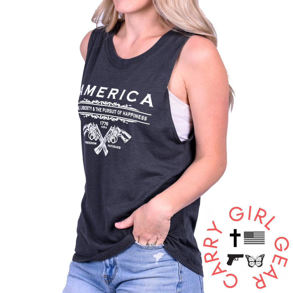 Women’s Unalienable Rights Muscle Tank - Pewter
