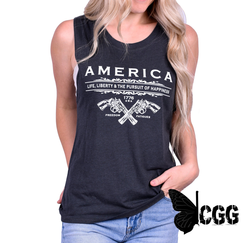 Women’s Unalienable Rights Muscle Tank - Pewter Xs