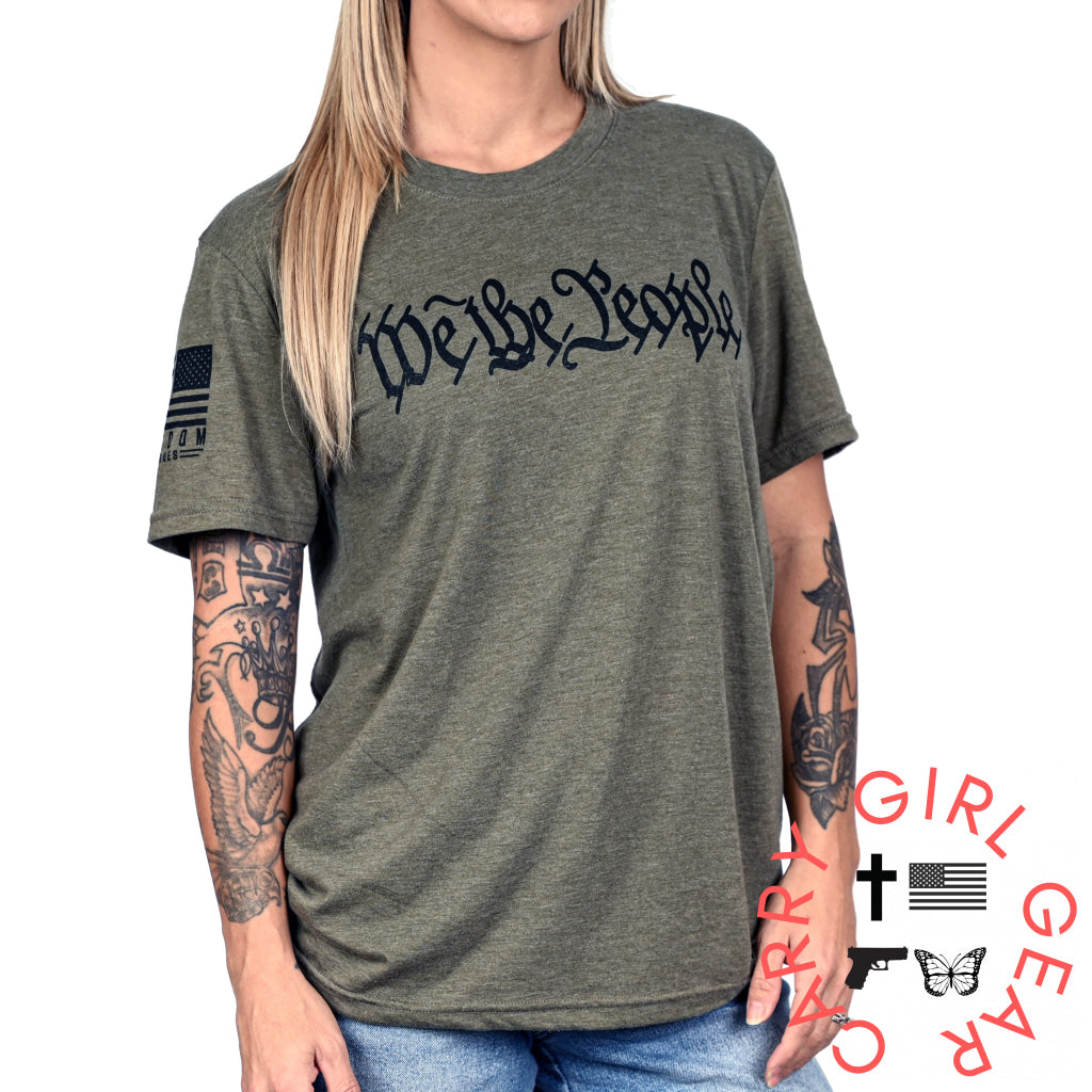 Women’s We The People Boyfriend Fit Military Green Patriotic Tshirt T-Shirt