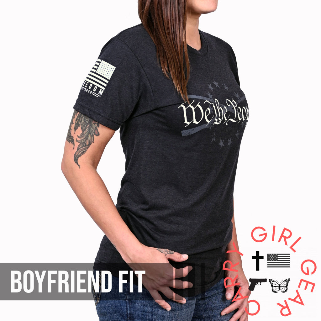 Women’s We The People Boyfriend Fit Patriotic T-Shirt - Heather Black