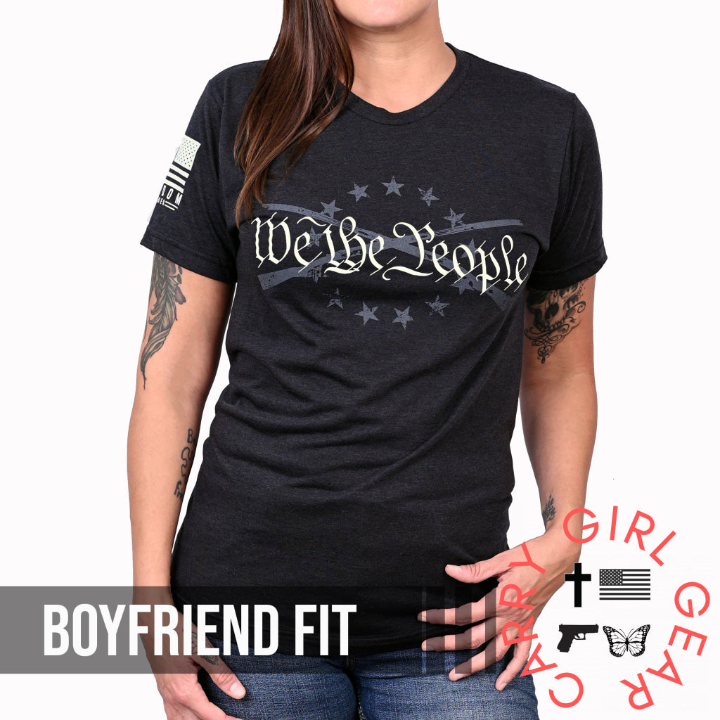Women’s We The People Boyfriend Fit Patriotic T-Shirt - Heather Black