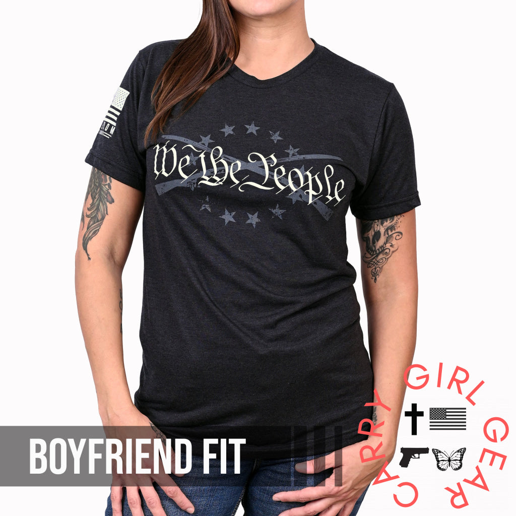 Women’s We The People Boyfriend Fit Patriotic T-Shirt - Heather Black Xs