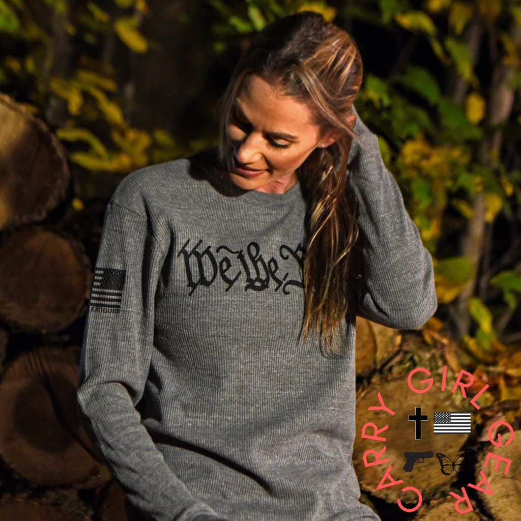 Women’s ’We The People’ Long Sleeve Patriotic Thermal - Boyfriend Fit T-Shirt