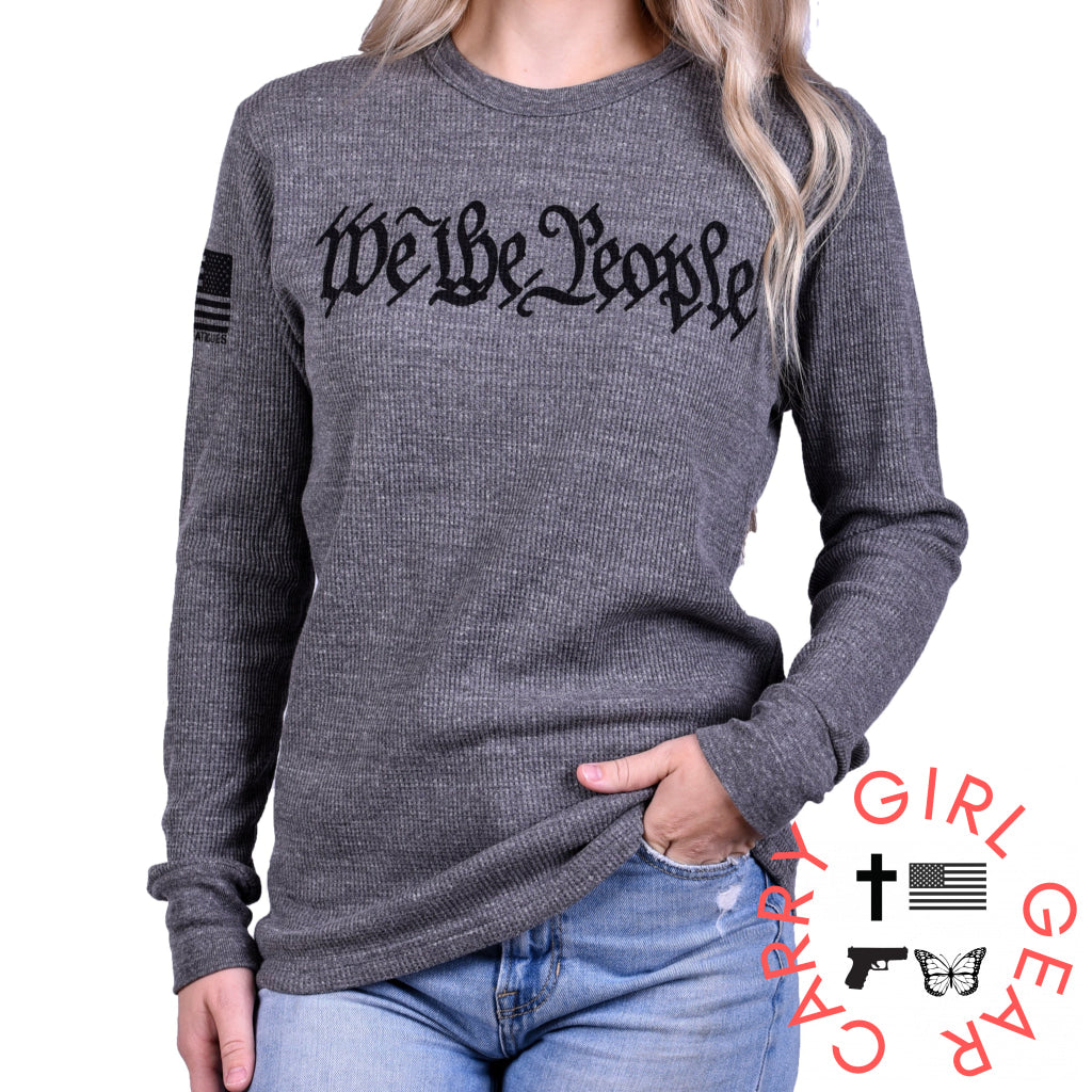 Women’s ’We The People’ Long Sleeve Patriotic Thermal - Boyfriend Fit T-Shirt