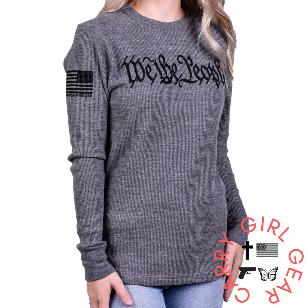 Women’s ’We The People’ Long Sleeve Patriotic Thermal - Boyfriend Fit T-Shirt