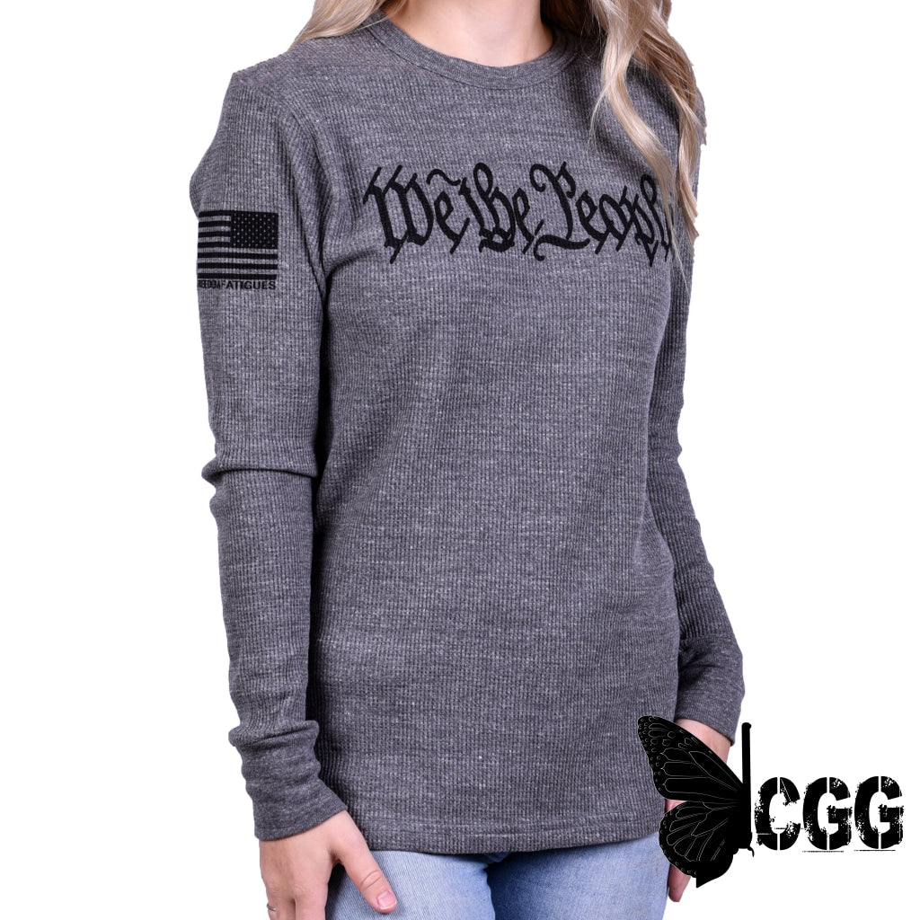 Women’s ’We The People’ Long Sleeve Patriotic Thermal - Boyfriend Fit T-Shirt