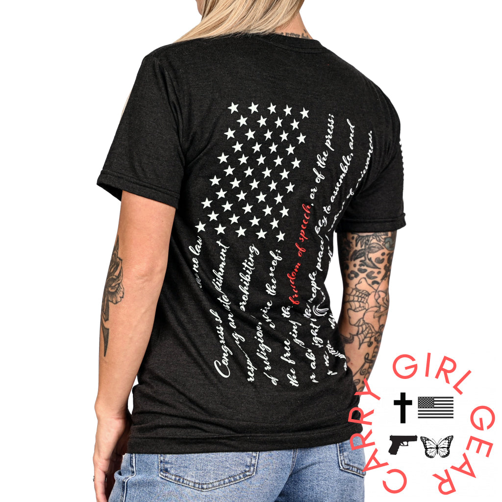 Women’s Won’t Be Silenced First Amendment Patriotic Tshirt (Boyfriend Fit) T-Shirt