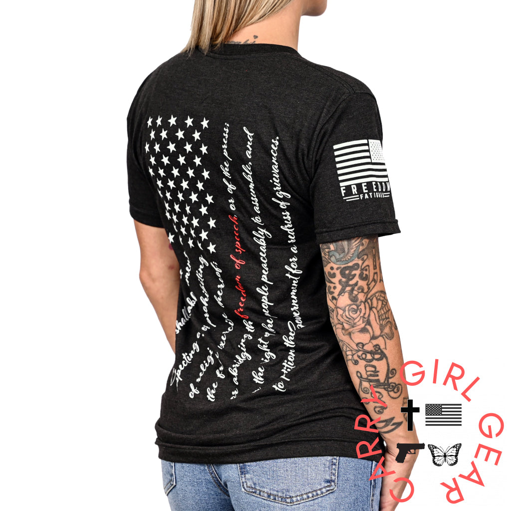 Women’s Won’t Be Silenced First Amendment Patriotic Tshirt (Boyfriend Fit) T-Shirt