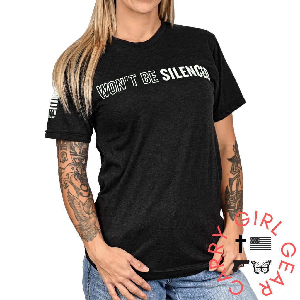 Women’s Won’t Be Silenced First Amendment Patriotic Tshirt (Boyfriend Fit) T-Shirt