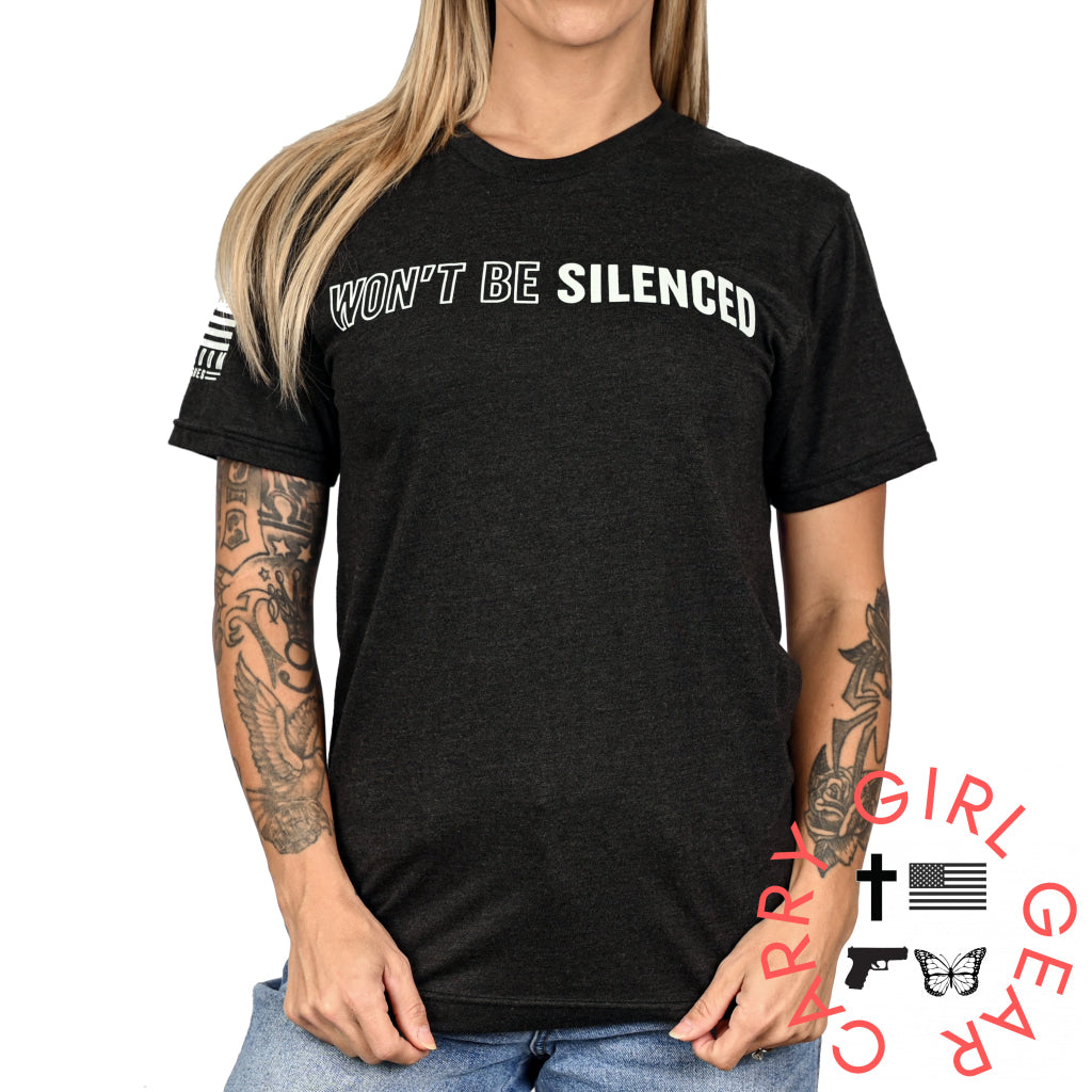 Women’s Won’t Be Silenced First Amendment Patriotic Tshirt (Boyfriend Fit) T-Shirt