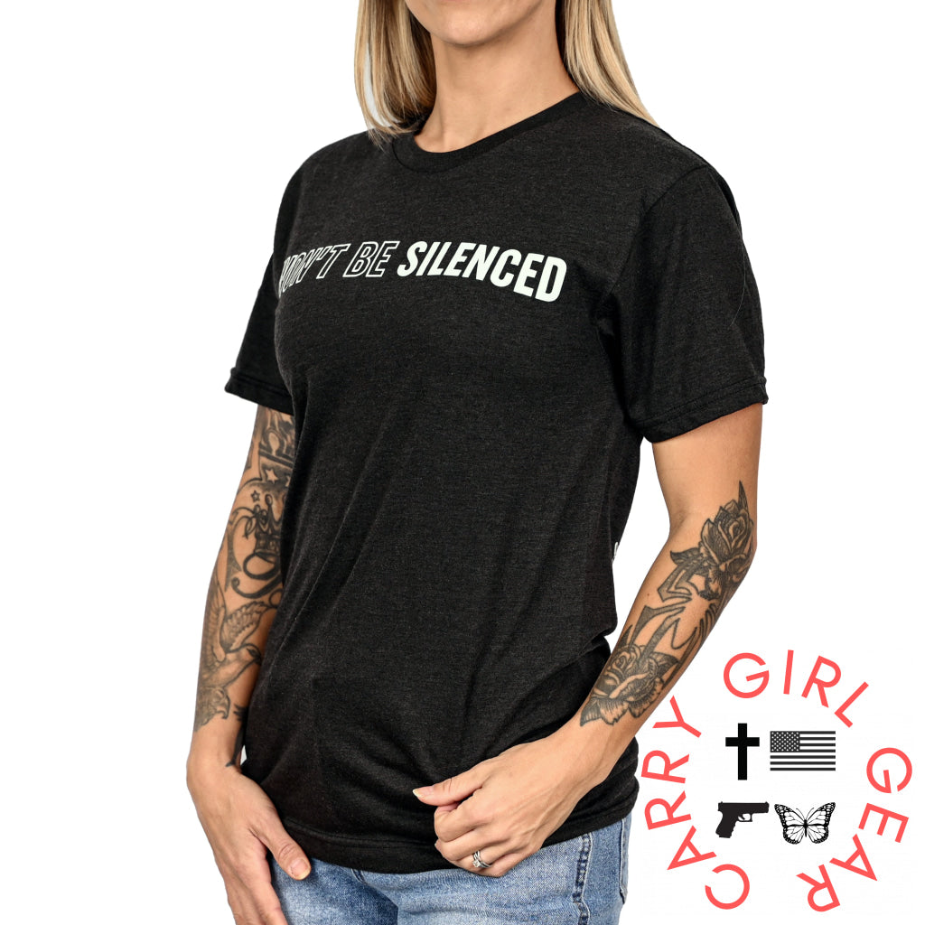 Women’s Won’t Be Silenced First Amendment Patriotic Tshirt (Boyfriend Fit) T-Shirt