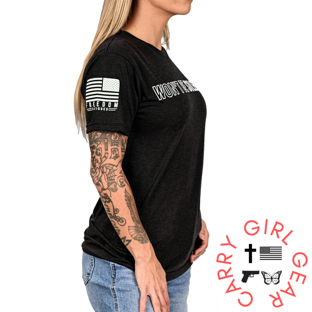 Women’s Won’t Be Silenced First Amendment Patriotic Tshirt (Boyfriend Fit) T-Shirt