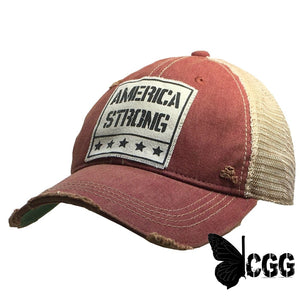 America Strong Trucker Red Distressed Trucker