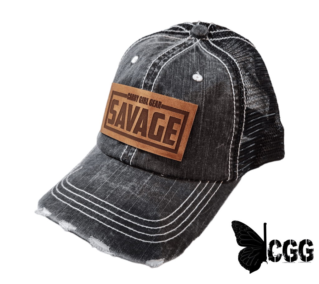 Cgg Savage Leather Patch Trucker Black/Black Mesh Hats