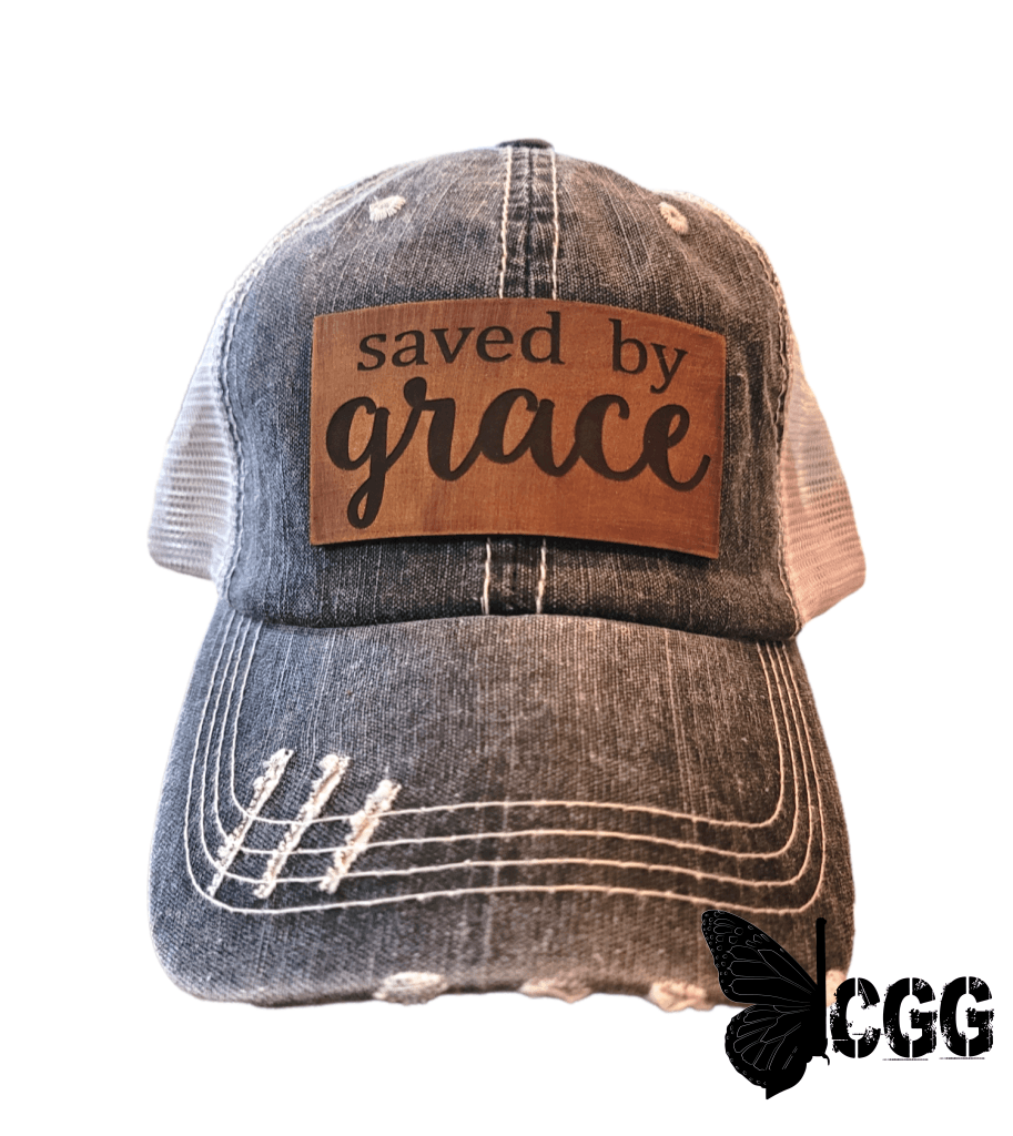 Saved By Grace Leather Patch Trucker